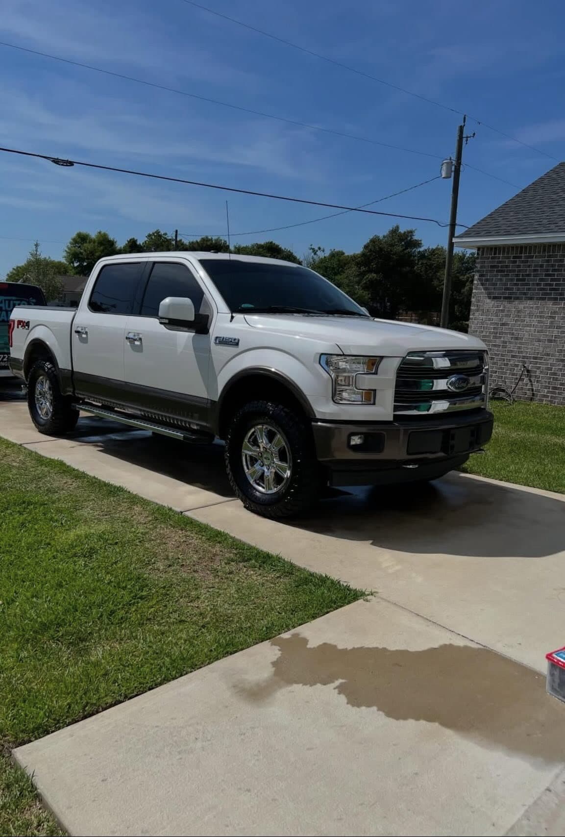 White Ford F-150 after detail